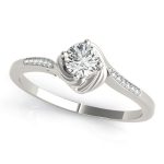 Side Stone Engagement Ring, Round Shape, in White Gold - 84874