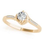 Side Stone Engagement Ring, Round Shape, in Yellow Gold - 84874