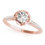 Side Stone Engagement Ring, Round Shape, in Rose Gold - 84878