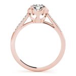 Side Stone Engagement Ring, Round Shape, in Rose Gold - 84878