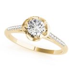 Side Stone Engagement Ring, Round Shape, in Yellow Gold - 84878