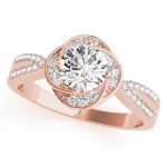 Halo Engagement Ring, Round Shape, in Rose Gold - 84899