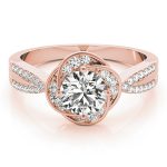 Halo Engagement Ring, Round Shape, in Rose Gold - 84899