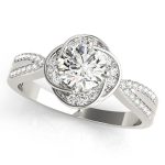 Halo Engagement Ring, Round Shape, in White Gold - 84899