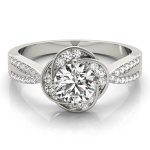 Halo Engagement Ring, Round Shape, in White Gold - 84899