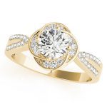 Halo Engagement Ring, Round Shape, in Yellow Gold - 84899