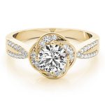 Halo Engagement Ring, Round Shape, in Yellow Gold - 84899