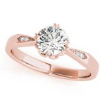 Solitaire Engagement Ring, Round Shape, in Rose Gold - 84906