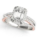 Halo Engagement Ring, Emerald Shape, in Rose Gold - 51020