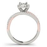 Halo Engagement Ring, Emerald Shape, in Rose Gold - 51020