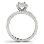 Halo Engagement Ring, Emerald Shape, in White Gold - 51020