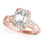 Halo Engagement Ring, Emerald Shape, in Rose Gold - 84741