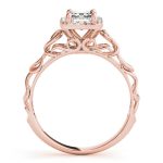 Halo Engagement Ring, Emerald Shape, in Rose Gold - 84741