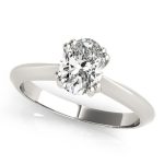 Prong Set Engagement Ring, Solitaire Style, Oval Shape, in White Gold - 84959