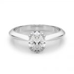 Prong Set Engagement Ring, Solitaire Style, Oval Shape, in White Gold - 84959