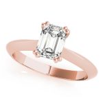 Prong Set Engagement Ring, Solitaire Style, Emerald Shape, in Rose Gold - 84960