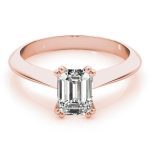 Prong Set Engagement Ring, Solitaire Style, Emerald Shape, in Rose Gold - 84960