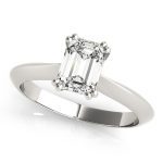 Prong Set Engagement Ring, Solitaire Style, Emerald Shape, in White Gold - 84960