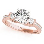 Three Stone Engagement Ring, Round Shape, in Rose Gold - 84327