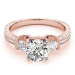 Three Stone Engagement Ring, Round Shape, in Rose Gold - 84327