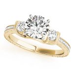 Three Stone Engagement Ring, Round Shape, in Yellow Gold - 84327