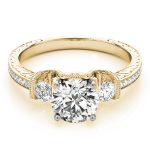 Three Stone Engagement Ring, Round Shape, in Yellow Gold - 84327