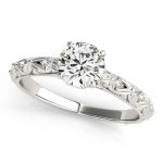 Vintage Engagement Ring, Round Shape, in White Gold - 50963