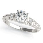 Solitaire Engagement Ring, Round Shape, in White Gold - 51040