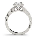 Braided Shank Engagement Ring, Halo Style, Cushion Shape, in White Gold - 51086