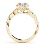 Braided Shank Engagement Ring, Halo Style, Cushion Shape, in Yellow Gold - 51086