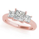 Three Stone Engagement Ring, Square Shape, in Rose Gold - 84600