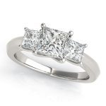 Three Stone Engagement Ring, Square Shape, in White Gold - 84600