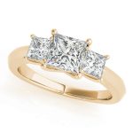 Three Stone Engagement Ring, Square Shape, in Yellow Gold - 84600