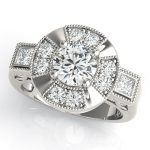 Vintage Engagement Ring, Round Shape, in White Gold - 84603