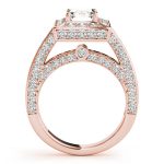 Halo Engagement Ring, Emerald Shape, in Rose Gold - 84605