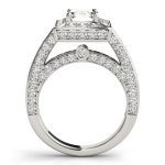 Halo Engagement Ring, Emerald Shape, in White Gold - 84605