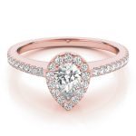 Halo Engagement Ring, Pear Shape, in Rose Gold - 84607