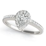 Halo Engagement Ring, Pear Shape, in White Gold - 84607