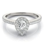 Halo Engagement Ring, Pear Shape, in White Gold - 84607