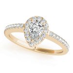 Halo Engagement Ring, Pear Shape, in Yellow Gold - 84607