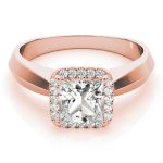 Halo Engagement Ring, Square Shape, in Rose Gold - 84731