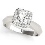 Halo Engagement Ring, Square Shape, in White Gold - 84731