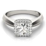 Halo Engagement Ring, Square Shape, in White Gold - 84731