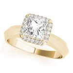 Halo Engagement Ring, Square Shape, in Yellow Gold - 84731