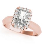 Halo Engagement Ring, Emerald Shape, in Rose Gold - 84733