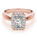 Halo Engagement Ring, Emerald Shape, in Rose Gold - 84733