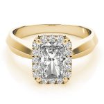 Halo Engagement Ring, Emerald Shape, in Yellow Gold - 84733