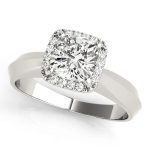 Halo Engagement Ring, Cushion Shape, in White Gold - 84734