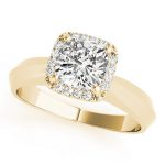 Halo Engagement Ring, Cushion Shape, in Yellow Gold - 84734