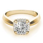 Halo Engagement Ring, Cushion Shape, in Yellow Gold - 84734